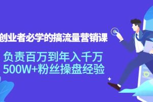 创业者必学的搞流量营销课：负责百万到年入千万，500W 粉丝操盘经验