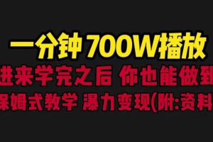 一分钟700W播放 进来学完 你也能做到 保姆式教学 暴力变现（教程 83G素材）