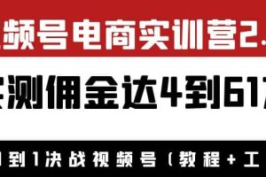 外面收费1900×视频号电商实训营2.0：实测佣金达4到61万（教程 工具）