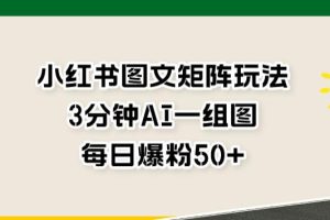 小红书图文矩阵玩法，3分钟AI一组图，每日爆粉50 【揭秘】