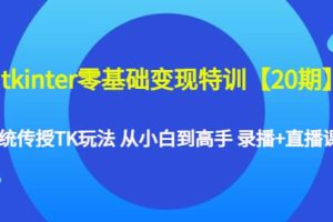 tkinter零基础变现特训【20期】系统传授TK玩法 从小白到高手 录播 直播课