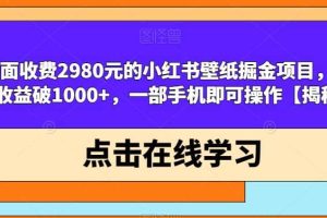 外面收费2980元的小红书壁纸掘金项目，单日收益破1000 ，一部手机即可操作【揭秘】