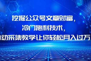 挖掘公众号文章财富，冷门抱利技术，让你轻松月入过万