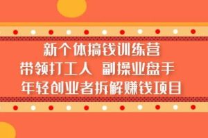 新个体搞钱训练营：带领打工人 副操业盘手 年轻创业者拆解赚钱项目