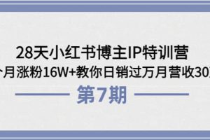 28天小红书博主IP特训营《第6 7期》4个月涨粉16W 教你日销过万月营收30万