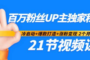 百万粉丝UP主独家秘诀：冷启动 爆款打造 涨粉变现2个月12W粉（21节视频课)