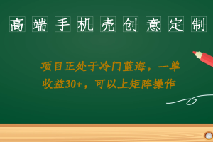 高端手机壳创意定制，项目正处于蓝海，每单收益30 ，可以上矩阵操作