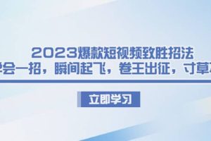 2023爆款短视频致胜招法，学会一招，瞬间起飞，卷王出征，寸草不生